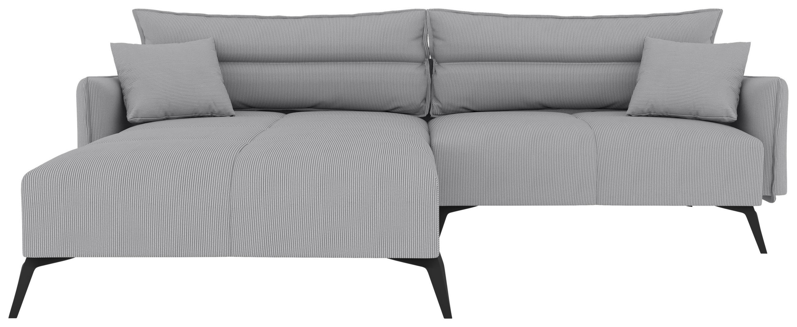 ECKSOFA in Cord Hellgrau  180/253 cm  - Hellgrau/Schwarz, KONVENTIONELL, Textil/Metall (180/253cm) - Carryhome