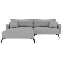 ECKSOFA in Cord Hellgrau  180/253 cm  - Hellgrau/Schwarz, KONVENTIONELL, Textil/Metall (180/253cm) - Carryhome
