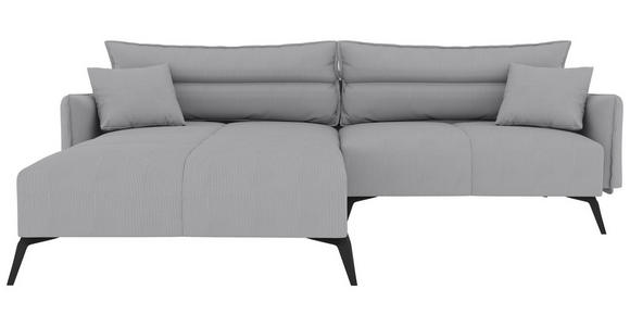 ECKSOFA  in Cord Hellgrau  180/253 cm  - Hellgrau/Schwarz, KONVENTIONELL, Textil/Metall (180/253cm) - Carryhome
