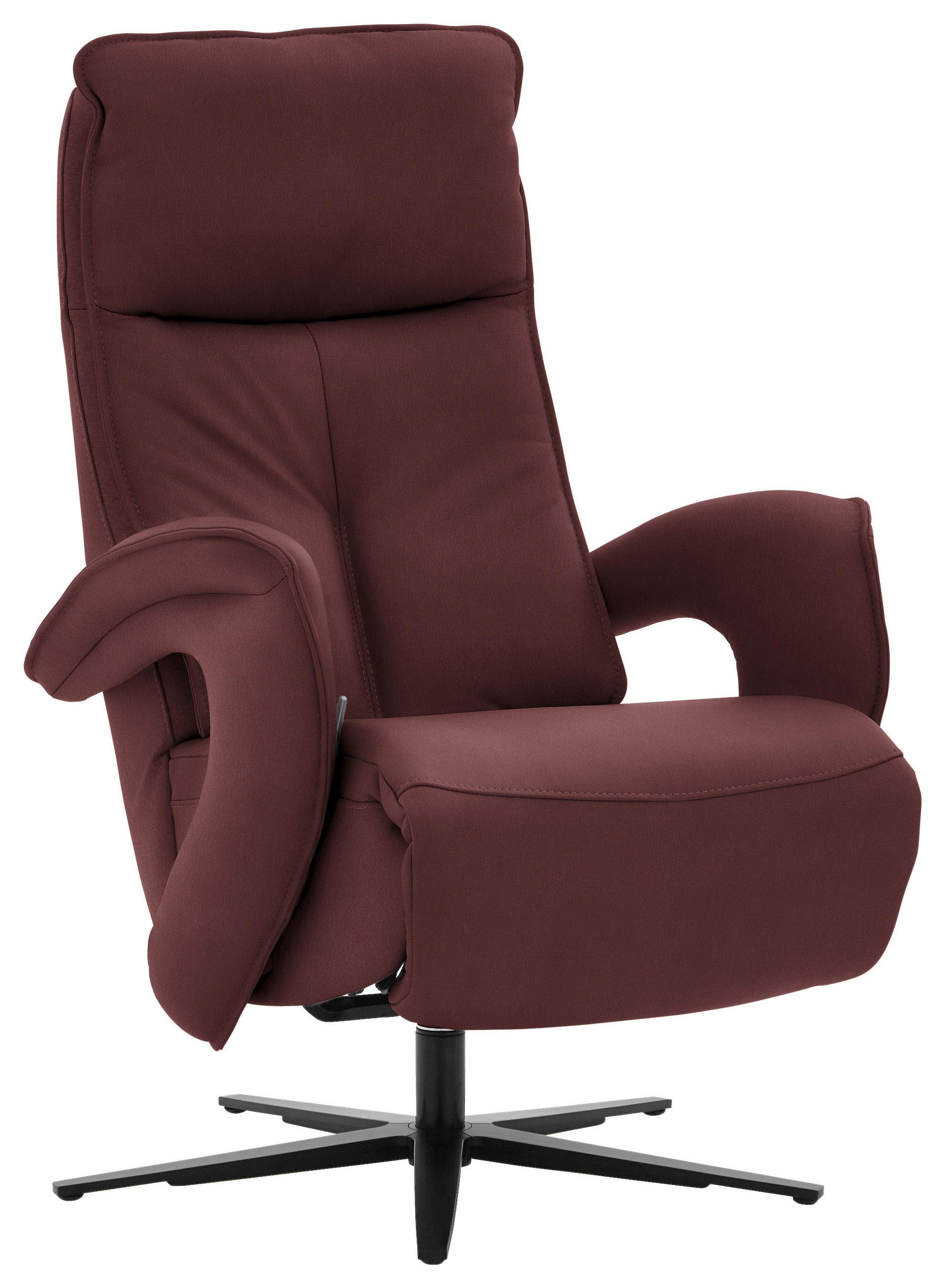 RELAXSESSEL in Leder Beere  - Beere/Schwarz, Design, Leder/Metall (77/110/87cm) - Valdera