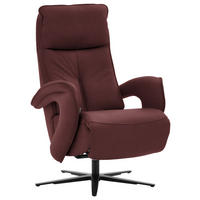 RELAXSESSEL in Leder Beere  - Beere/Schwarz, Design, Leder/Metall (77/110/87cm) - Valdera