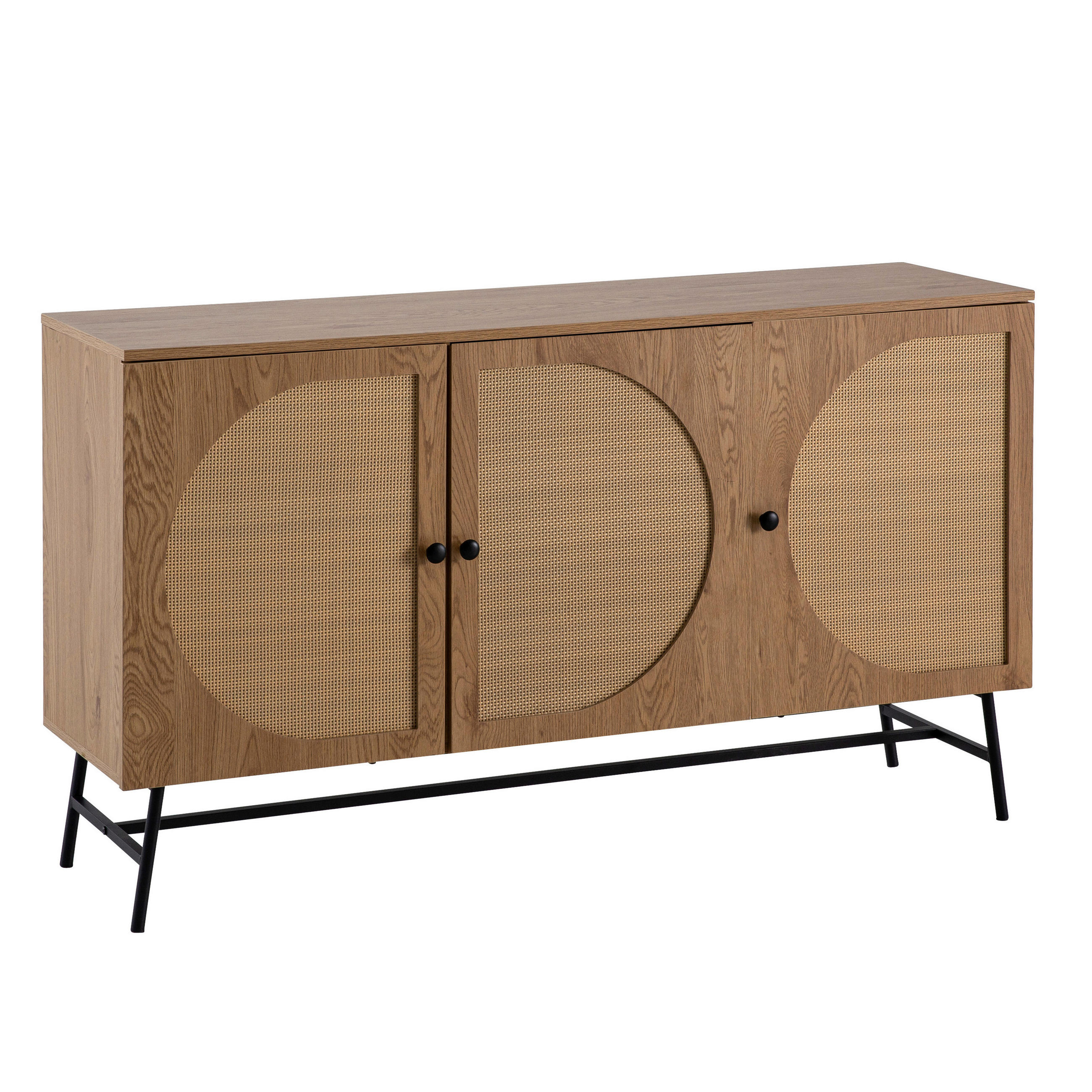 SIDEBOARD in 140/80/39 cm - Eichefarben/Schwarz, Design, Holzwerkstoff/Metall (140/80/39cm) - MID.YOU