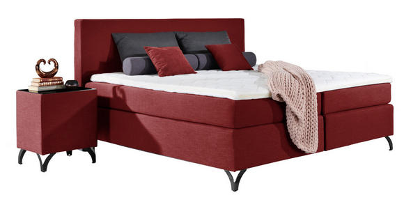 BOXSPRINGBETT 180/200 cm  in Rot  - Rot/Schwarz, KONVENTIONELL, Textil/Metall (180/200cm) - Esposa