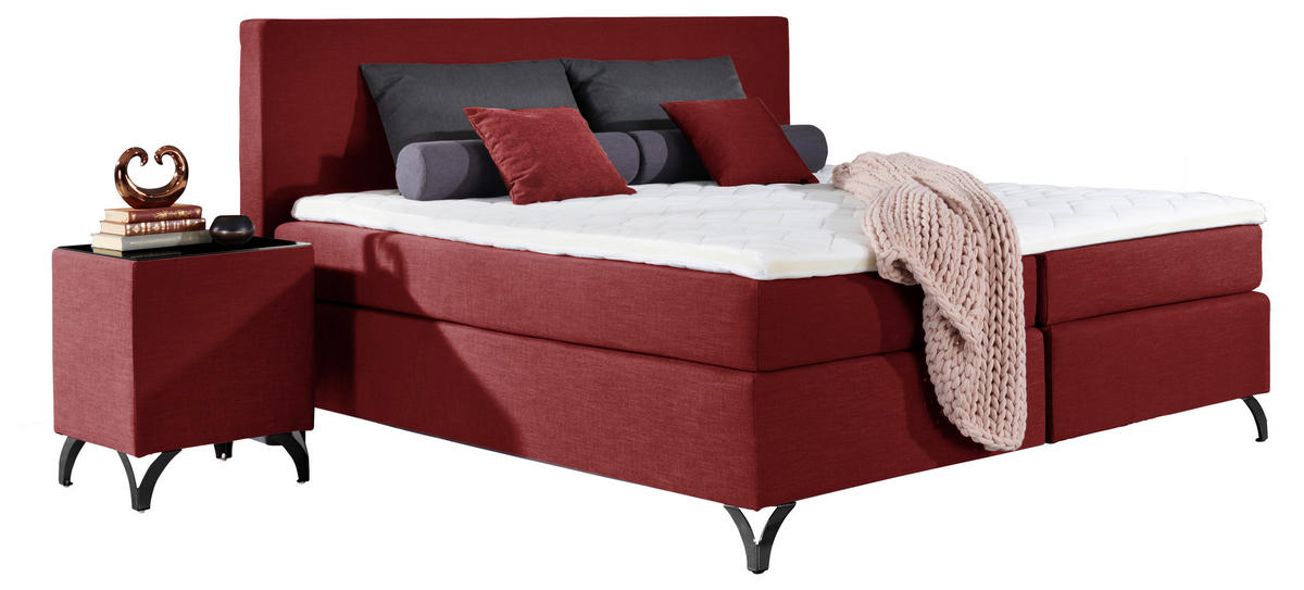 NACHTKÄSTCHEN 45/55/45 cm  in Rot  - Rot/Schwarz, Design, Glas/Textil (45/55/45cm) - Esposa
