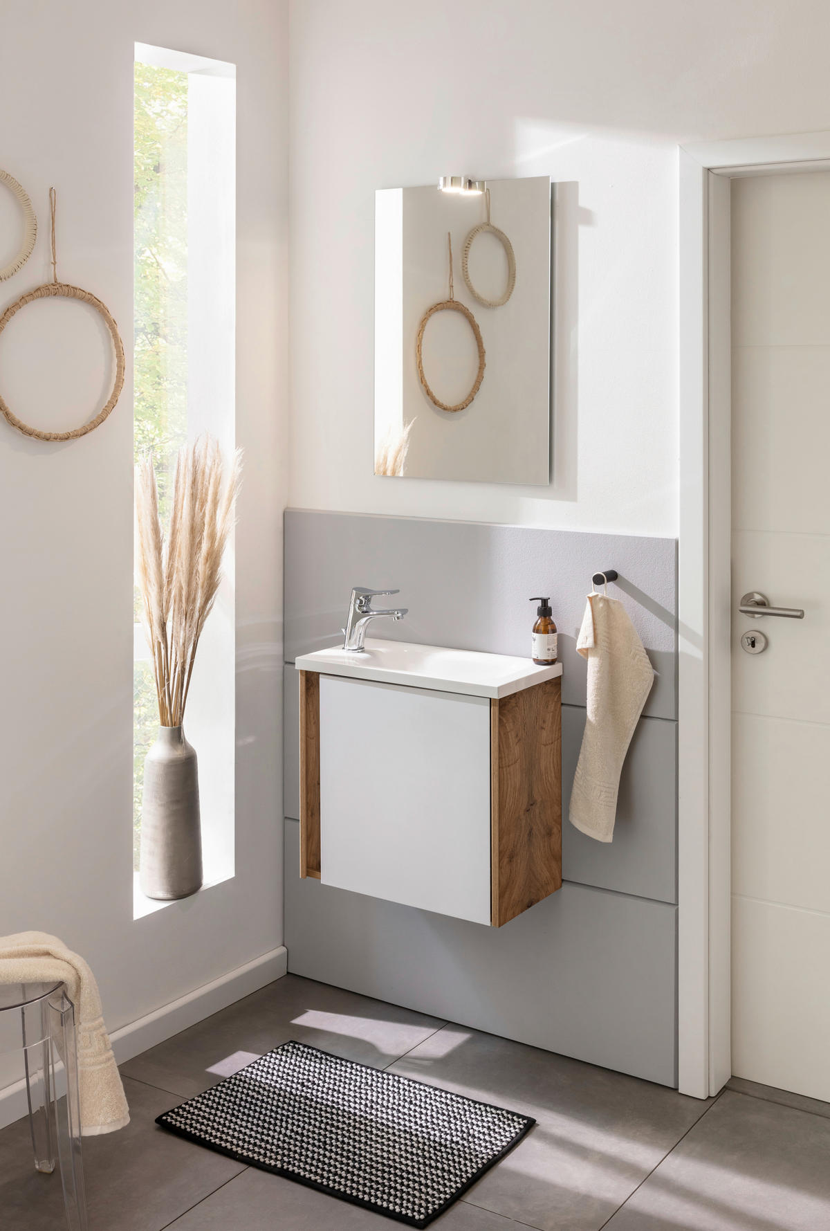 GÄSTEBAD - Eichefarben/Weiß, KONVENTIONELL, Glas/Holzwerkstoff (50cm) - Xora