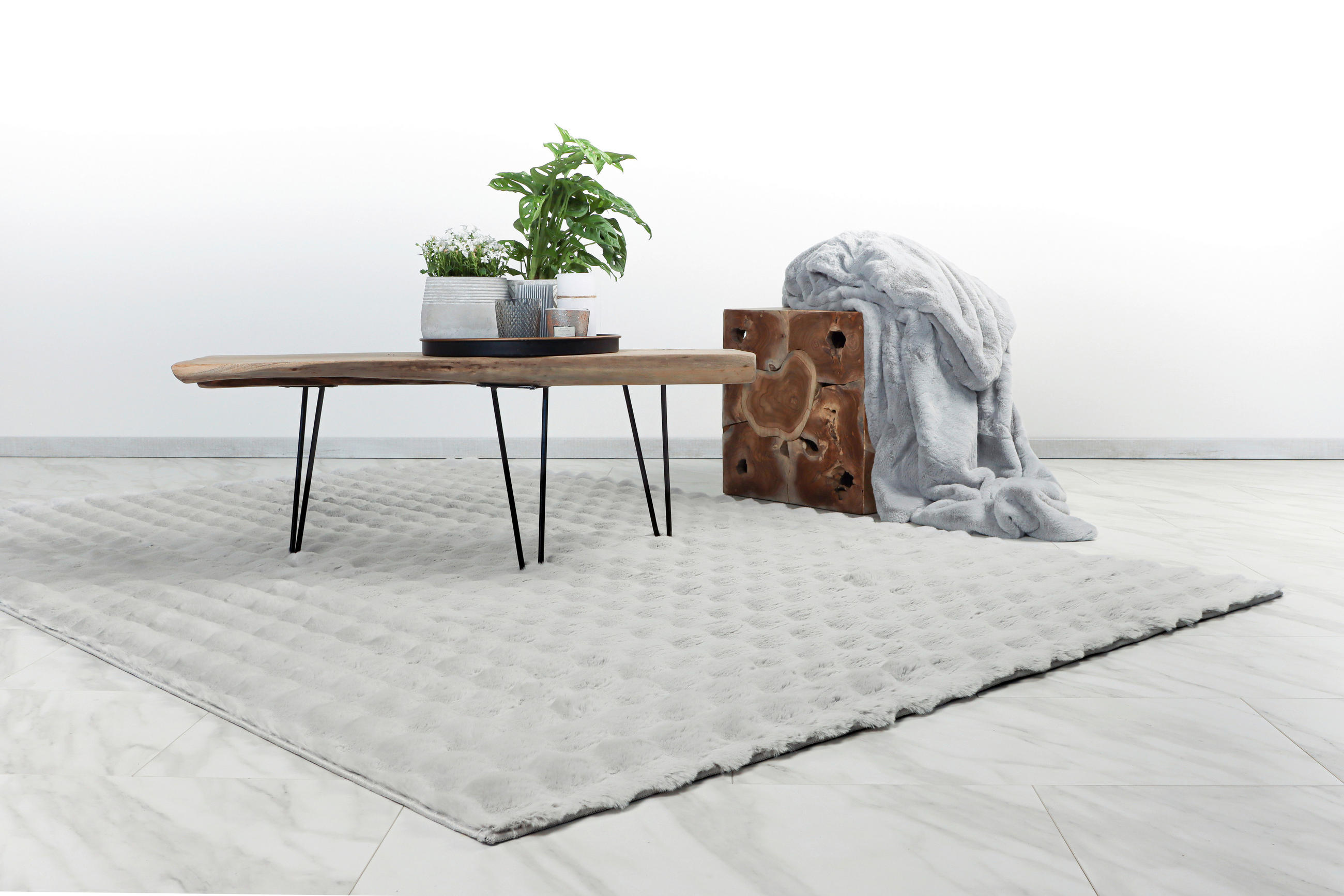 Thumbnail - Kayoom Hochflorteppich Harmony 800 Silver, Silber, Textil, Uni, rechteckig, 80x150 cm, pflegeleicht, Teppiche & Böden, T...