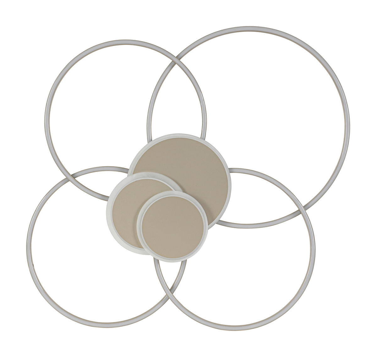 STROPNÉ LED SVIETIDLO, 90,5/81/9,5 cm - biela/šampanská, Design, kov/plast (90,5/81/9,5cm) - Novel