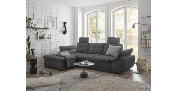ECKSOFA in Mikrovelours Grau - Schwarz/Grau, KONVENTIONELL, Kunststoff/Textil (170/275cm) - Carryhome