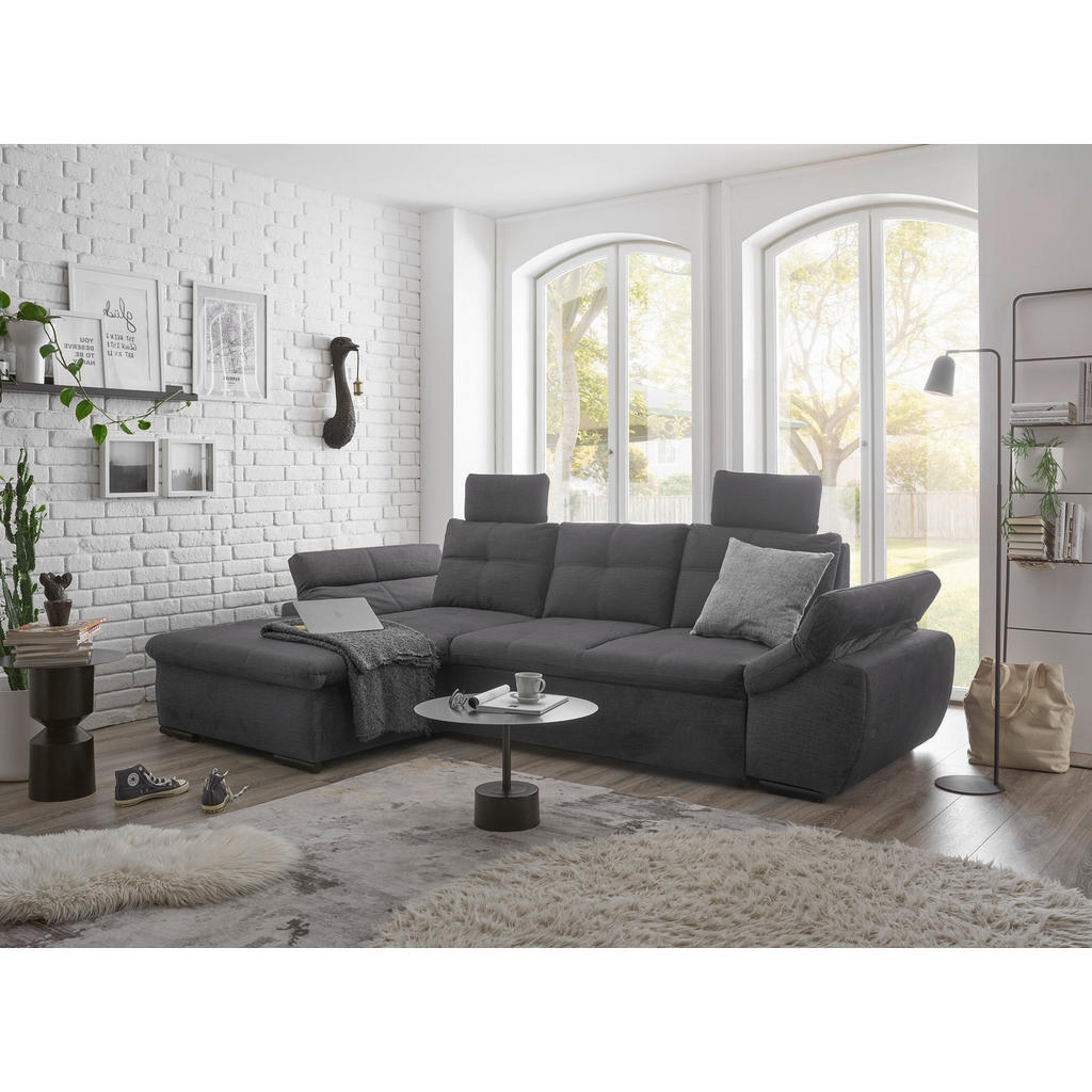 Thumbnail - Carryhome Ecksofa, Grau, Textil, 4-Sitzer, Füllung: Schaumstoffflocken, Ottomane links, L-Form, 275x170 cm, Typenauswahl...