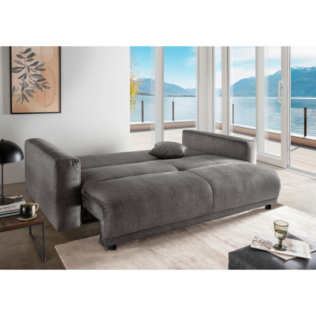 Thumbnail - Livetastic Schlafsofa, Grau, Textil, Uni, 4-Sitzer, Füllung: Schaumstoff, 245x86x126 cm, Made in EU, Liegefunktion, Rück...