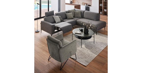 SESSEL in Chenille, Mikrofaser Grau  - Schwarz/Grau, Design, Textil/Metall (68/78/76cm) - Johann Jakob