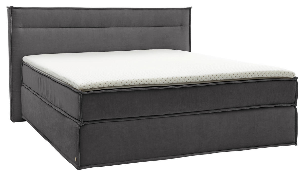 BOXSPRINGBETT 200/200 cm  in Grau  - Schwarz/Grau, Design, Textil (200/200cm) - Musterring