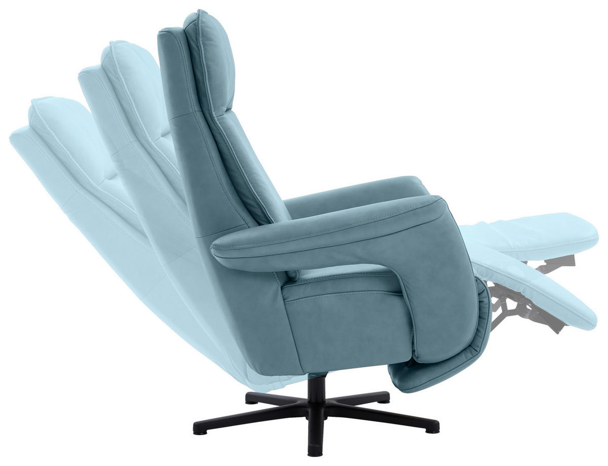 RELAXSESSEL in Leder Blau  - Blau/Schwarz, Design, Leder/Metall (83/112/87-174cm) - Valdera