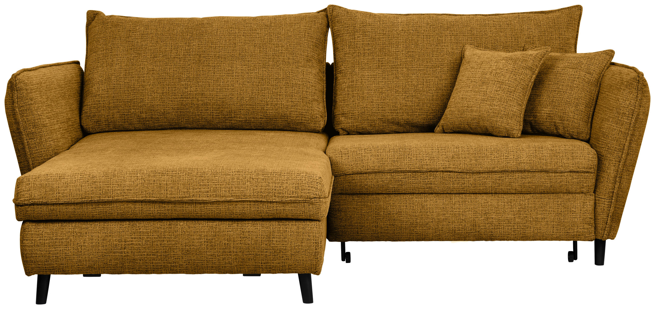 ECKSOFA inkl. Funktionen Senfgelb Struktur  - Senfgelb/Schwarz, Design, Holz/Textil (245/161cm) - Stylife