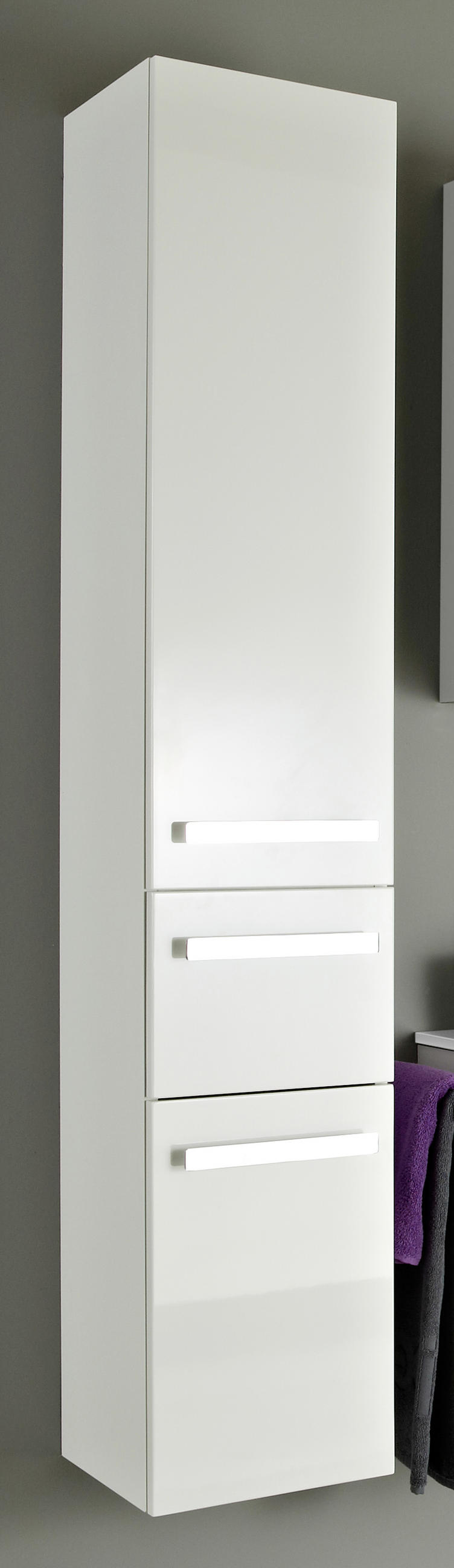 HOCHSCHRANK 30/168/33 cm  - Chromfarben/Weiß, KONVENTIONELL, Glas/Holzwerkstoff (30/168/33cm) - Sadena