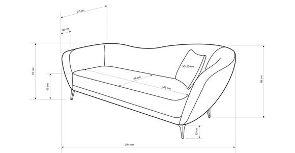 RÉCAMIERE  in Chenille Braun  - Schwarz/Braun, KONVENTIONELL, Textil/Metall (224/85/97cm) - Hom`in