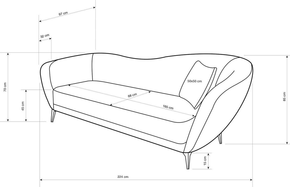 RÉCAMIERE  in Chenille Taupe  - Taupe/Schwarz, KONVENTIONELL, Textil/Metall (224/85/97cm) - Hom`in