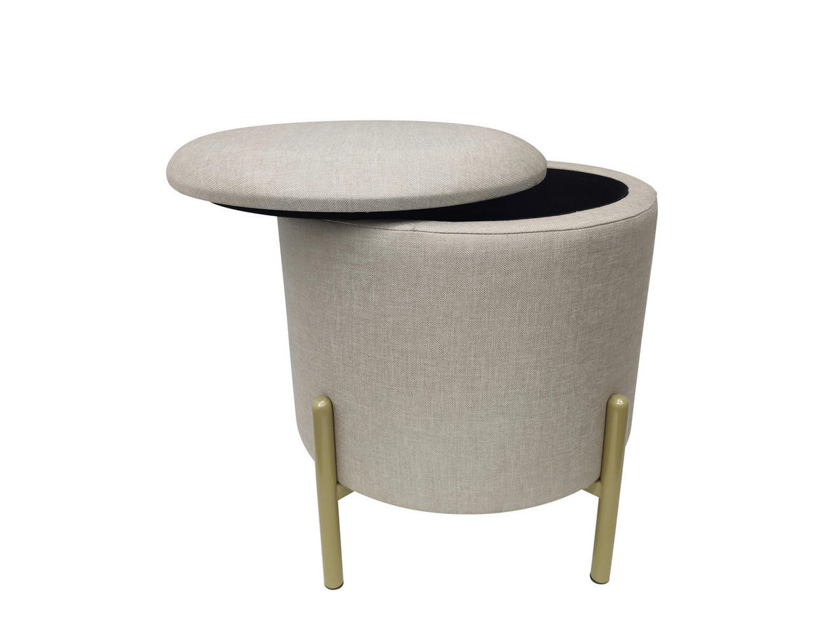HOCKER Samt Creme  - Goldfarben/Creme, Design, Textil/Metall (36/40/36cm) - Echtwerk