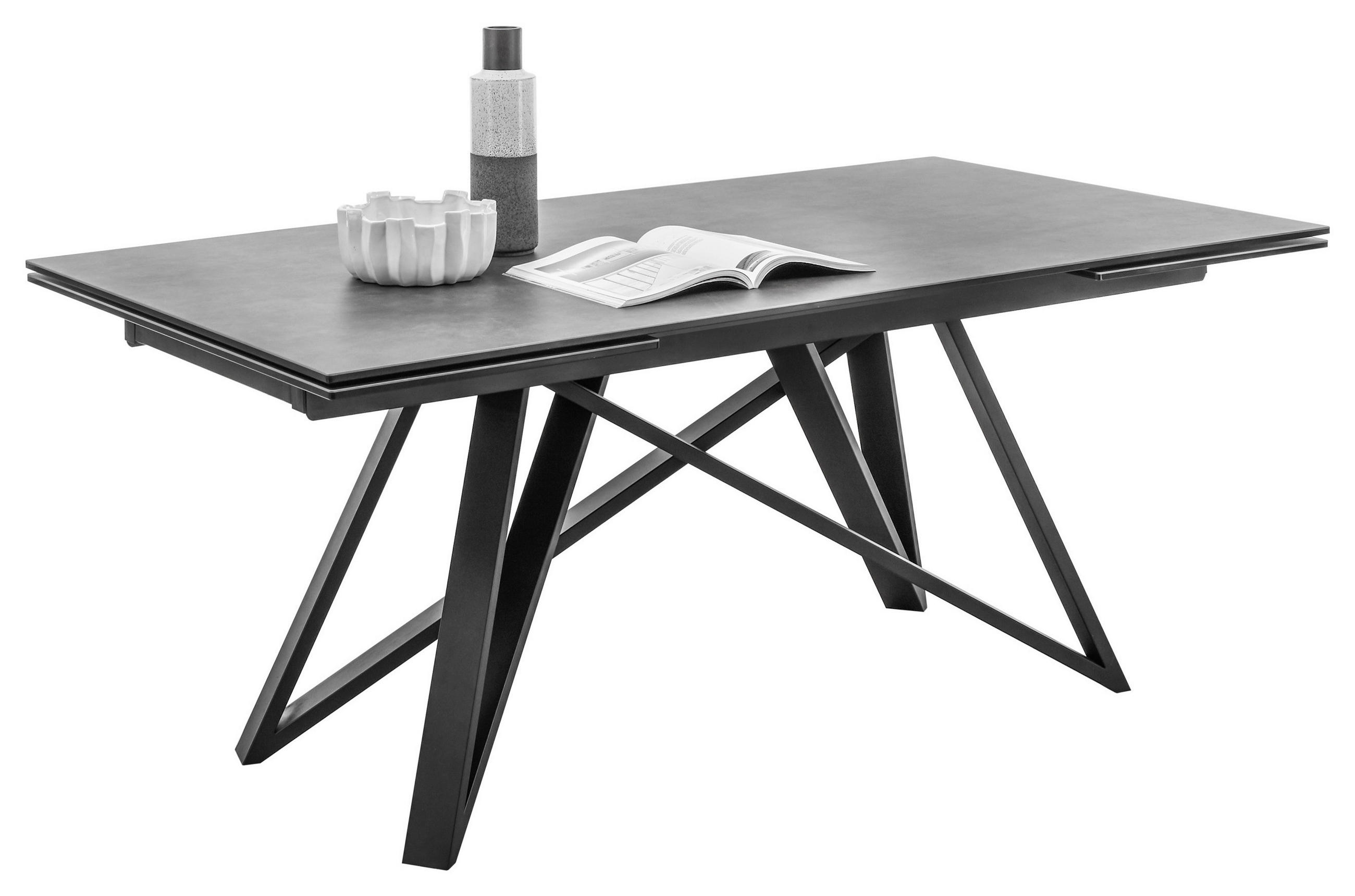 ESSTISCH in Metall, Glas, Keramik 180/95/75 cm  - Anthrazit/Schwarz, Design, Glas/Keramik (180/95/75cm) - MID.YOU