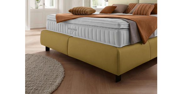 BOXSPRINGBETT 180/200 cm  in Creme, Senfgelb  - Senfgelb/Creme, Design, Textil/Metall (180/200cm) - Johann Jakob