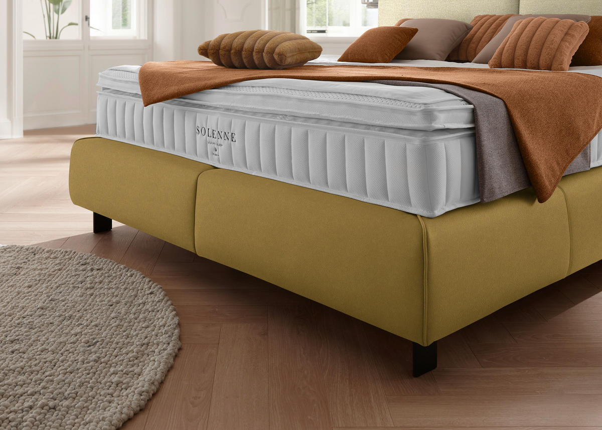 BOXSPRINGBETT 180/200 cm  in Creme, Senfgelb  - Senfgelb/Creme, Design, Textil/Metall (180/200cm) - Johann Jakob