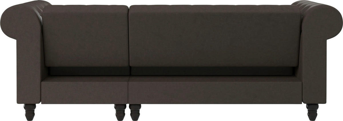 ECKSOFA FIRENZE in Mikrofaser Dunkelbraun  - Dunkelbraun/Schwarz, Basics, Holz/Textil (241/154cm) - Livetastic