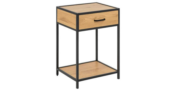 NACHTSCHRANK 42/63/35 cm - Wildeiche/Eichefarben, Design, Holzwerkstoff/Metall (42/63/35cm) - Carryhome