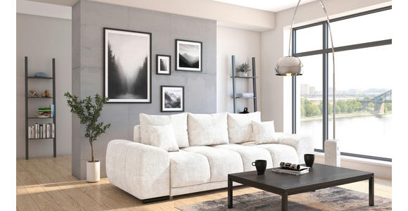 BIGSOFA Chenille Creme  - Creme/Schwarz, KONVENTIONELL, Kunststoff/Textil (266/89/104cm) - Carryhome