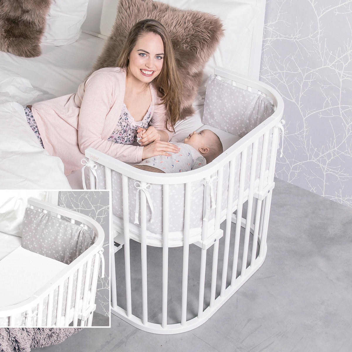 BEISTELLBETT 110/62/96,50 cm  - Grau, Basics, Holz (110/62/96,50cm) - Babybay