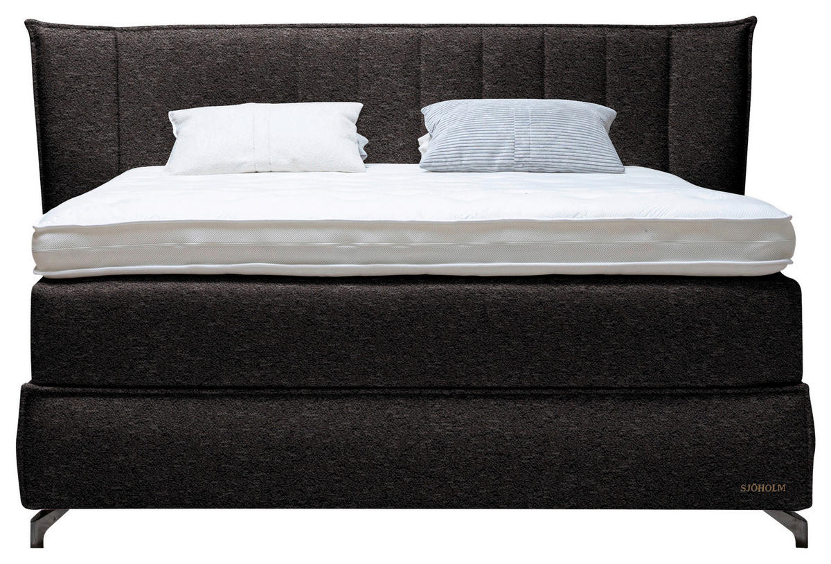 BOXSPRINGBETT 180/200 cm  in Dunkelbraun  - Dunkelbraun/Schwarz, KONVENTIONELL, Holz/Textil (180/200cm) - Sjöholm