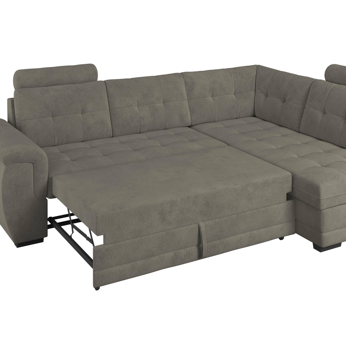 ECKSOFA  Mikrofaser, Struktur Braun  - Schwarz/Braun, Konventionell, Kunststoff/Textil (251/183cm) - MID.YOU