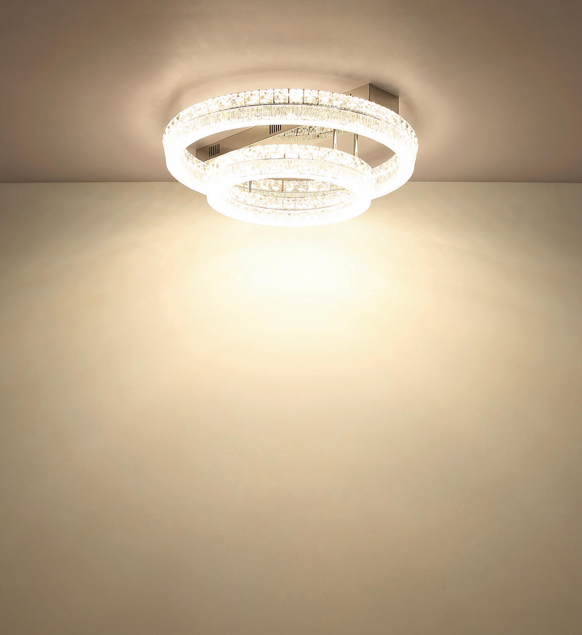 LED-DECKENLEUCHTE 60/19,5 cm   - Klar/Chromfarben, KONVENTIONELL, Glas/Kunststoff (60/19,5cm) - Globo