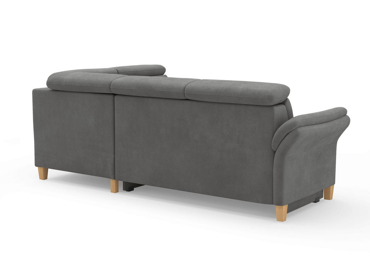 ECKSOFA GLENDALE E Grau Flachgewebe  - Eichefarben/Grau, KONVENTIONELL, Holz/Textil (247/193cm) - Sit & More