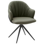 ARMLEHNSTUHL  in Echtleder pigmentiert  - Anthrazit/Grün, Design, Leder (57/84/44,5cm) - Belluti