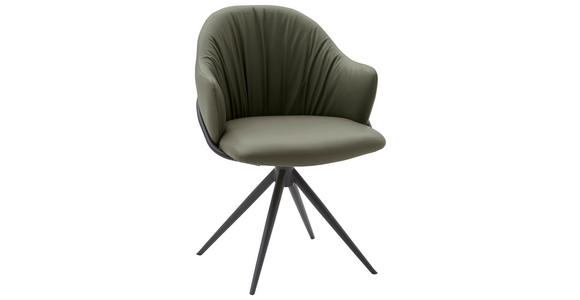 ARMLEHNSTUHL  in Echtleder pigmentiert  - Anthrazit/Grün, Design, Leder (57/84/44,5cm) - Belluti