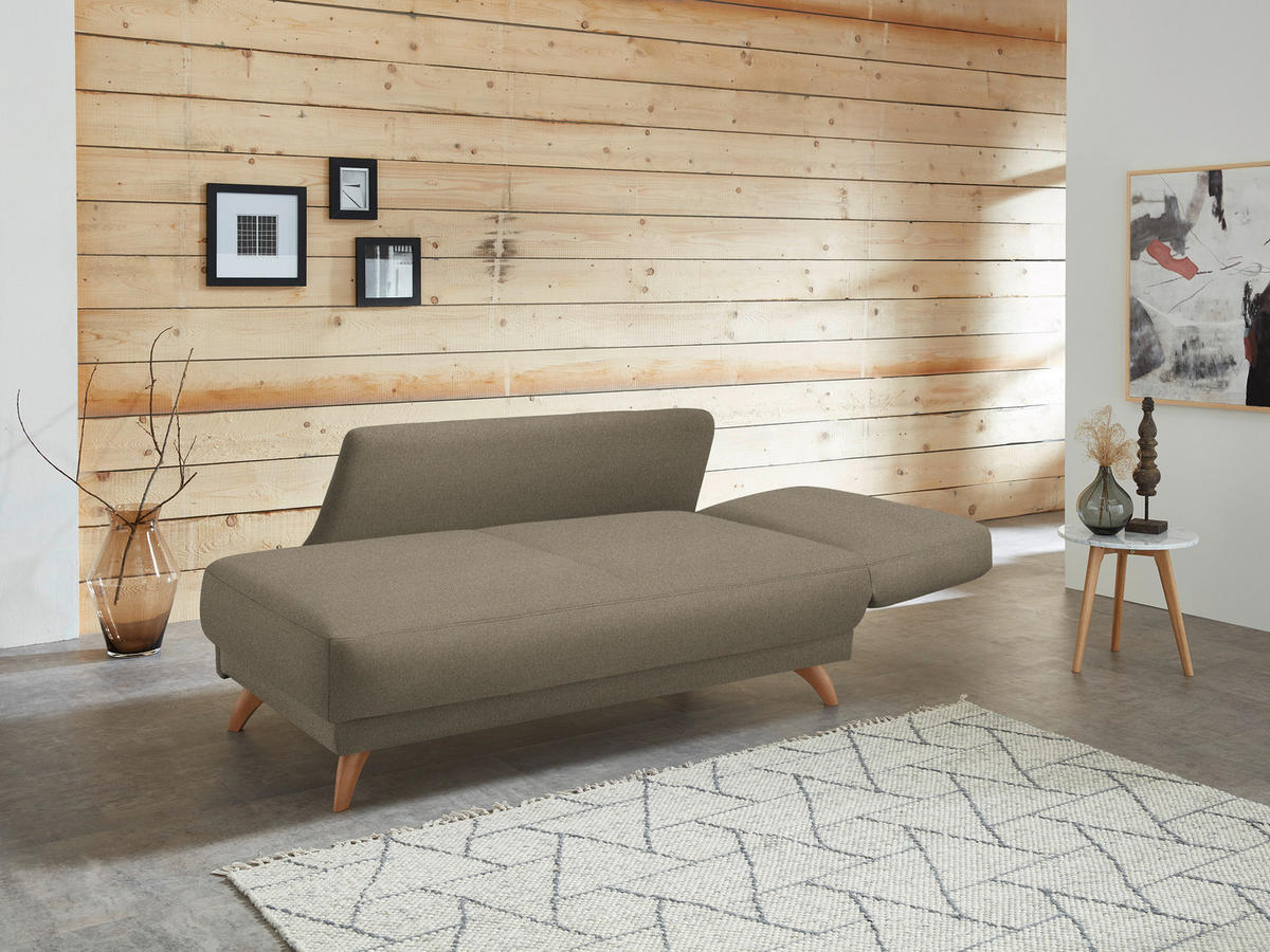 RÉCAMIERE in Flachgewebe Hellbraun  - Hellbraun, Design, Holz/Textil (205/87/94cm) - Bali