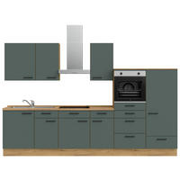 KÜCHENLEERBLOCK 330 cm   in Eichefarben, Dunkelgrün  - Dunkelgrün/Eichefarben, MODERN, Holzwerkstoff/Metall (330cm) - Nobilia