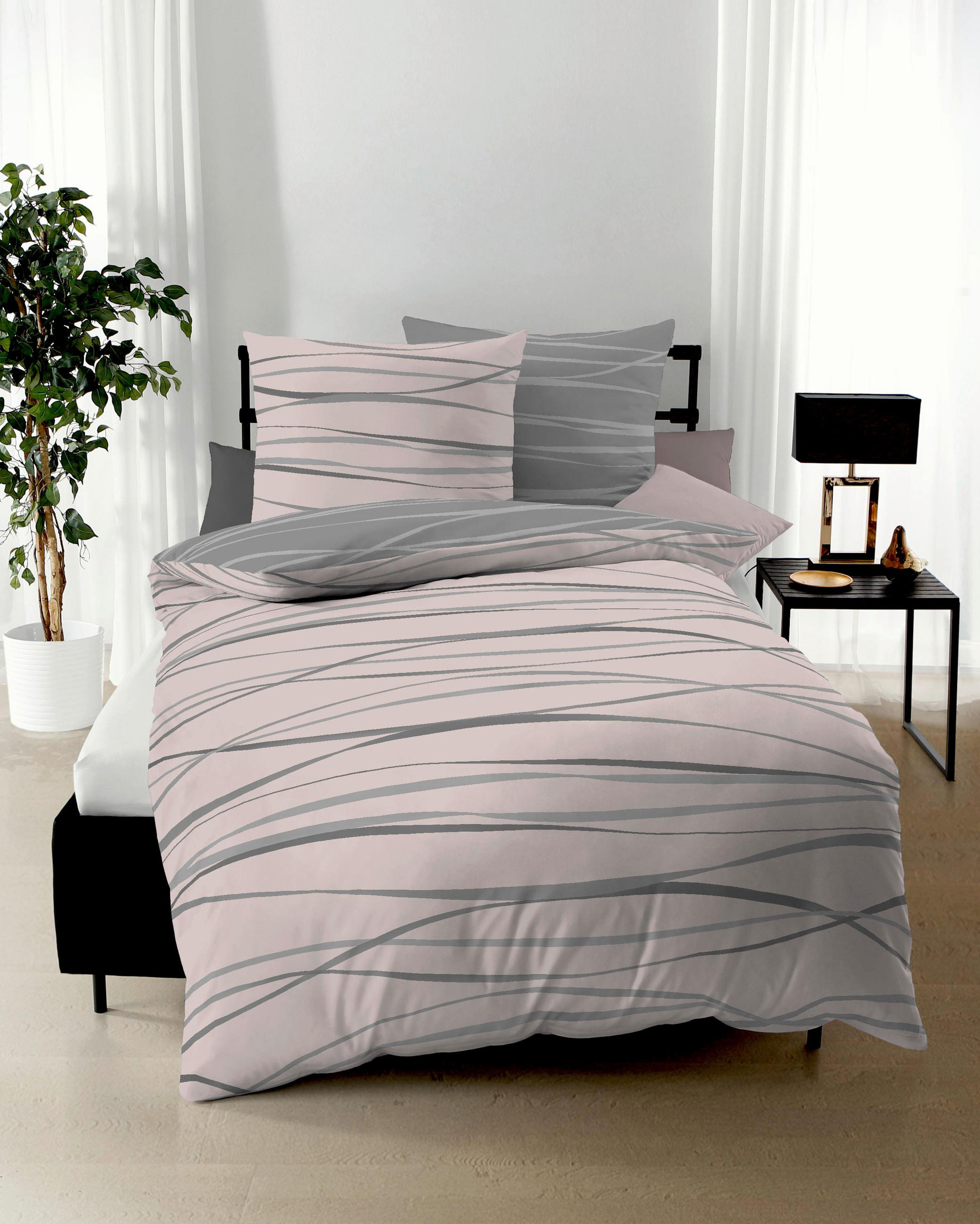 POSTELJNINA MOTION 140/200 cm mako saten roza  - roza, Konvencionalno, tekstil (140/200cm) - Kaeppel