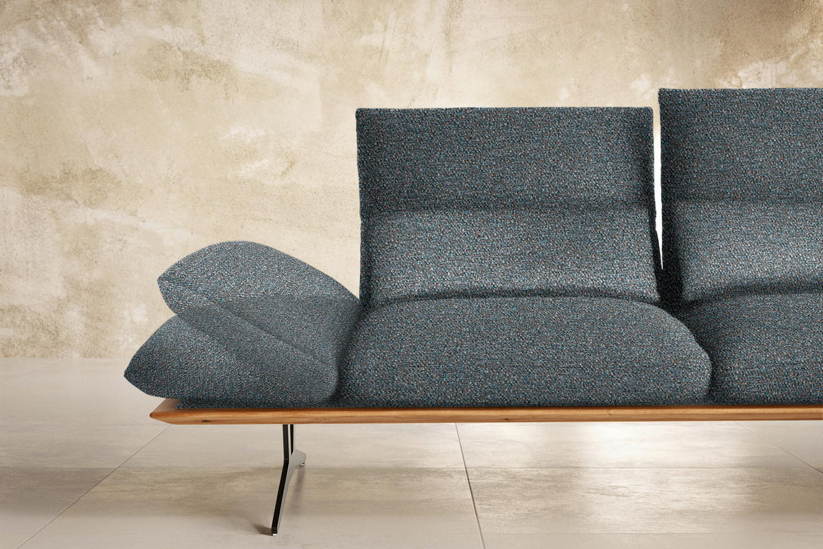 ECKSOFA in Flachgewebe Blaugrau  - Blaugrau/Schwarz, Design, Holz/Textil (314/159cm) - Dieter Knoll