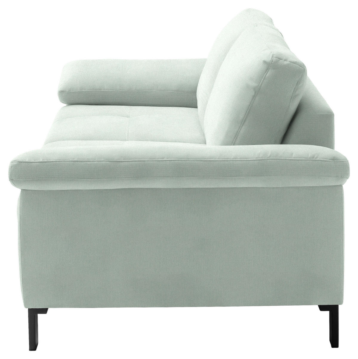 CANAPÉ 2.5 PLACES in Velours Mintgrün  - Schwarz/Mintgrün, Design, Textil/Metall (206/86/97cm) - Pure Home Lifestyle