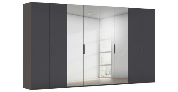 DREHTÜRENSCHRANK 400/223/61 cm,  in Graphitfarben, 8-türig  - Graphitfarben, Basics, Glas/Holzwerkstoff (400/223/61cm) - Novel