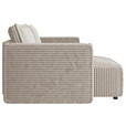 ECKSOFA Beige Cord Zierkissen, Rückenkissen, Schlaffunktion, Rücken echt  - Beige/Schwarz, MODERN, Kunststoff/Textil (153/250cm) - Xora