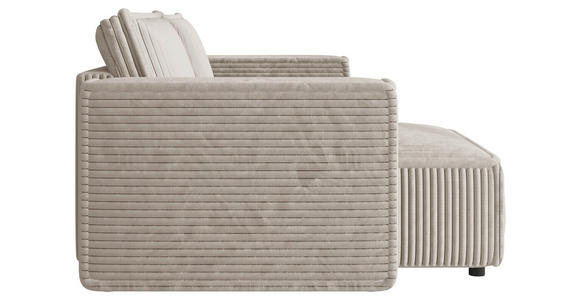 ECKSOFA Beige Cord Zierkissen, Rückenkissen, Schlaffunktion, Rücken echt  - Beige/Schwarz, MODERN, Kunststoff/Textil (153/250cm) - Xora