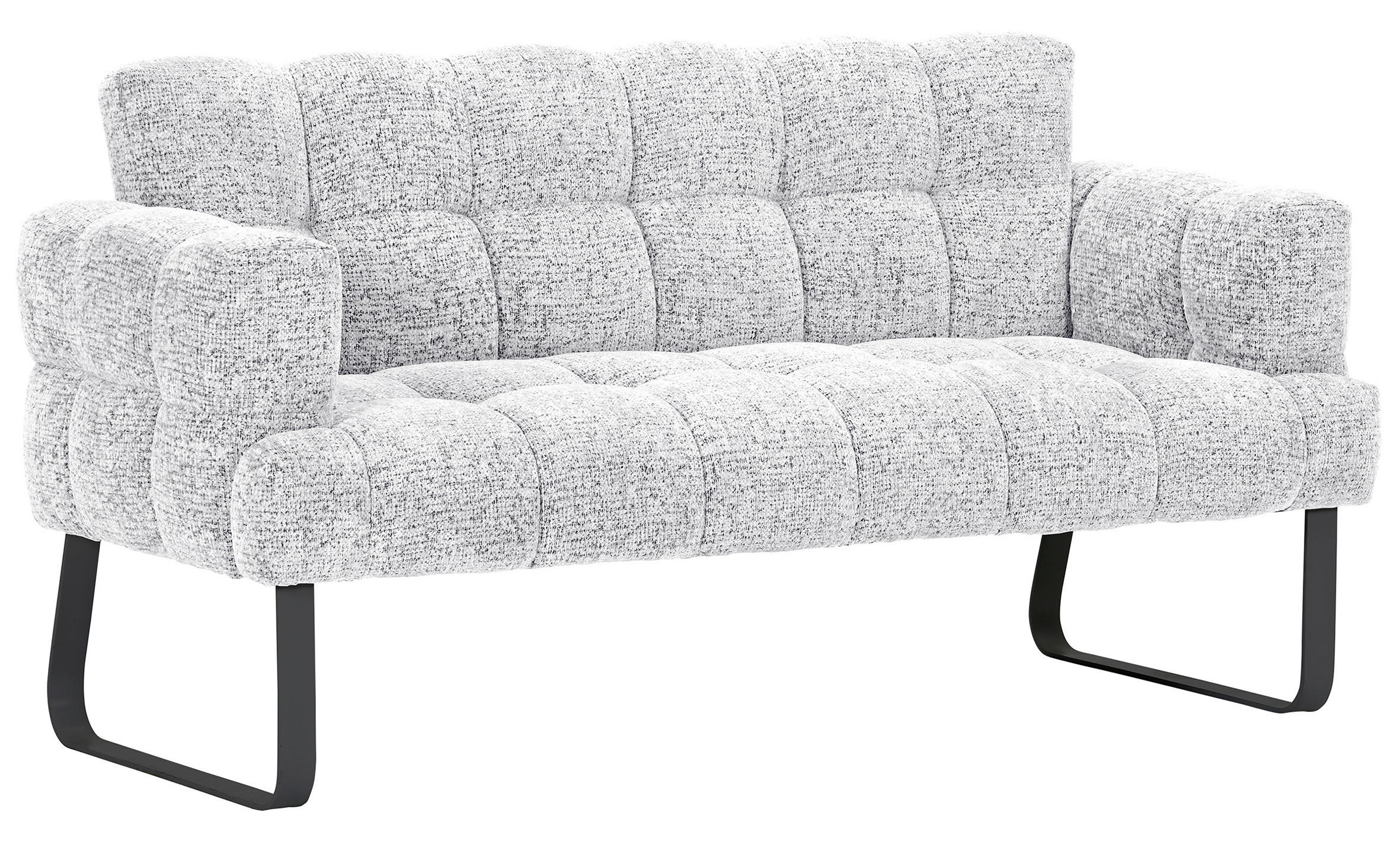 SITZBANK 176/91/78 cm Chenille Weiß Metall  - Schwarz/Weiß, Design, Textil/Metall (176/91/78cm) - Novel