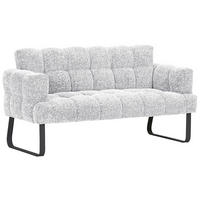 SITZBANK 176/91/78 cm Chenille Weiß Metall  - Schwarz/Weiß, Design, Textil/Metall (176/91/78cm) - Novel