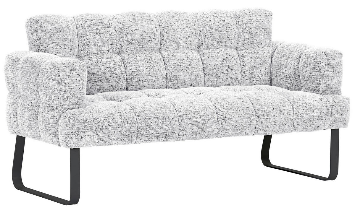 SITZBANK 176/91/78 cm Chenille Weiß Metall  - Schwarz/Weiß, Design, Textil/Metall (176/91/78cm) - Novel