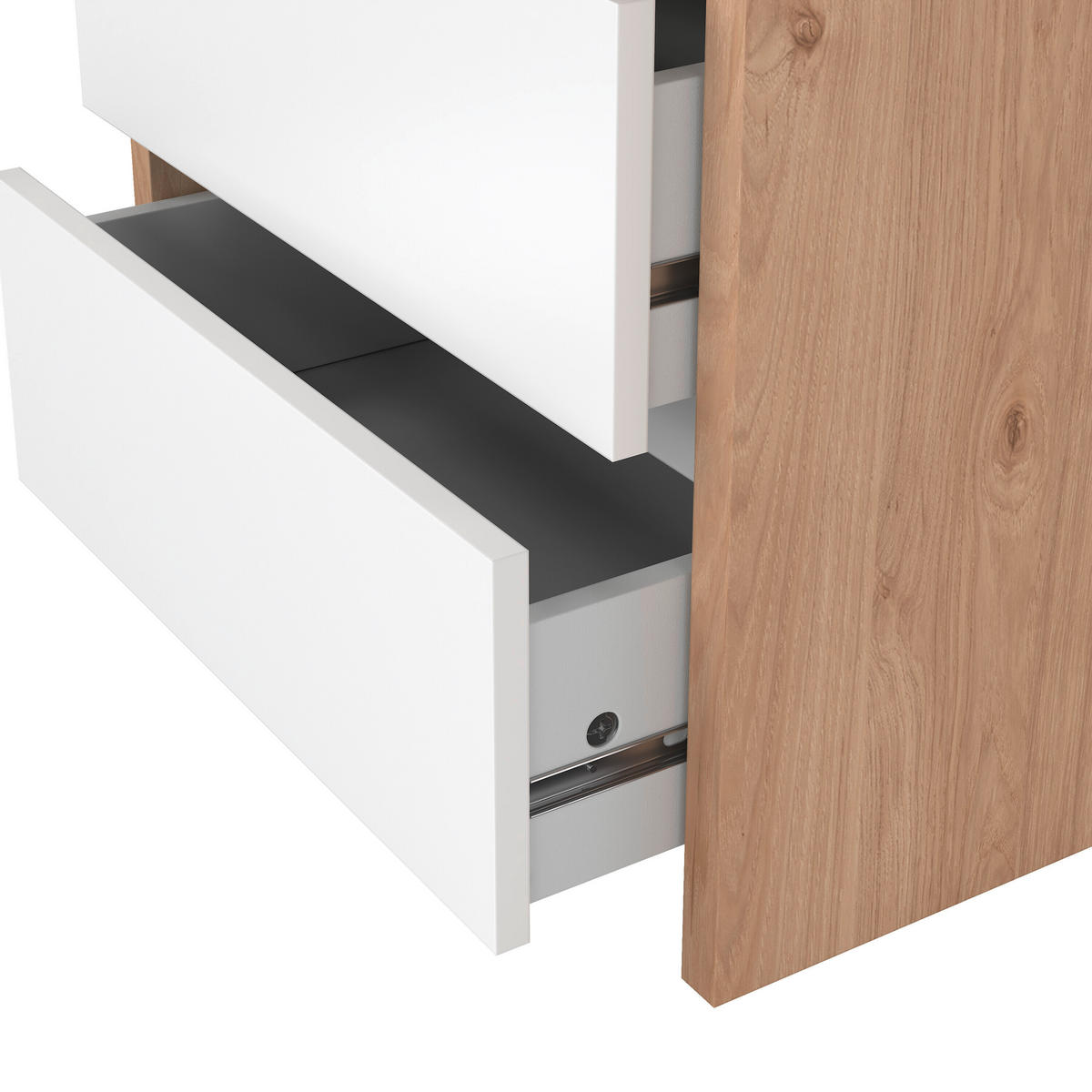NOPTIERĂ in alb, culoare lemn stejar  - alb/culoare lemn stejar, Konventionell, material pe bază de lemn (52/45/48cm) - Boxxx