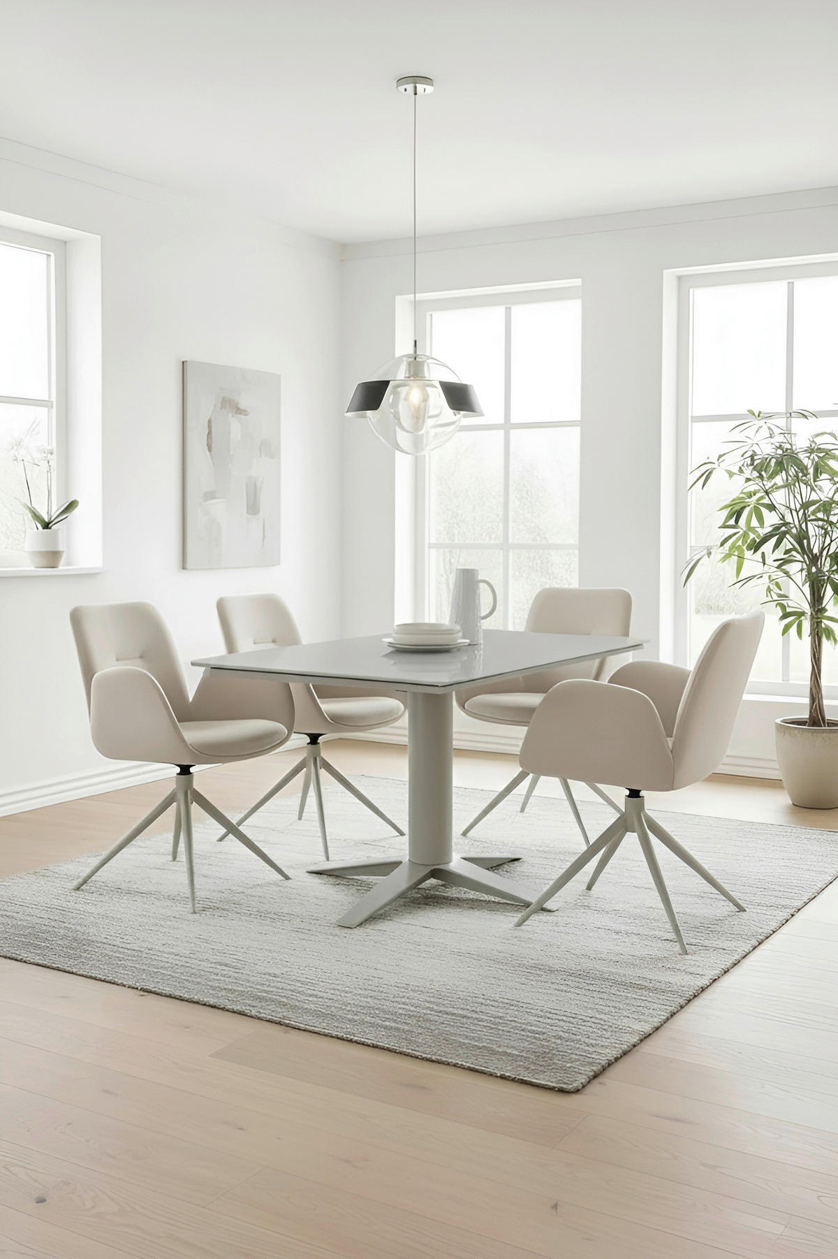 ÉTKEZŐASZTAL - taupe, Design, üveg/fém (120-180/80/76cm) - Stylife