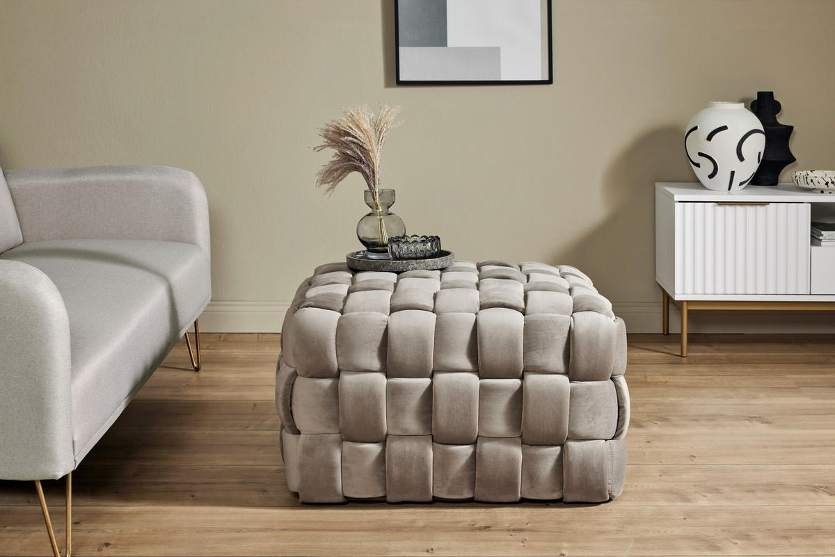 SITZWÜRFEL Samt  - Taupe, MODERN, Textil (78/43/78cm)