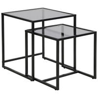 BEISTELLTISCHSET quadratisch Grau, Schwarz  - Schwarz/Grau, Design, Glas/Metall (40-45/40-45/40-50cm) - Carryhome